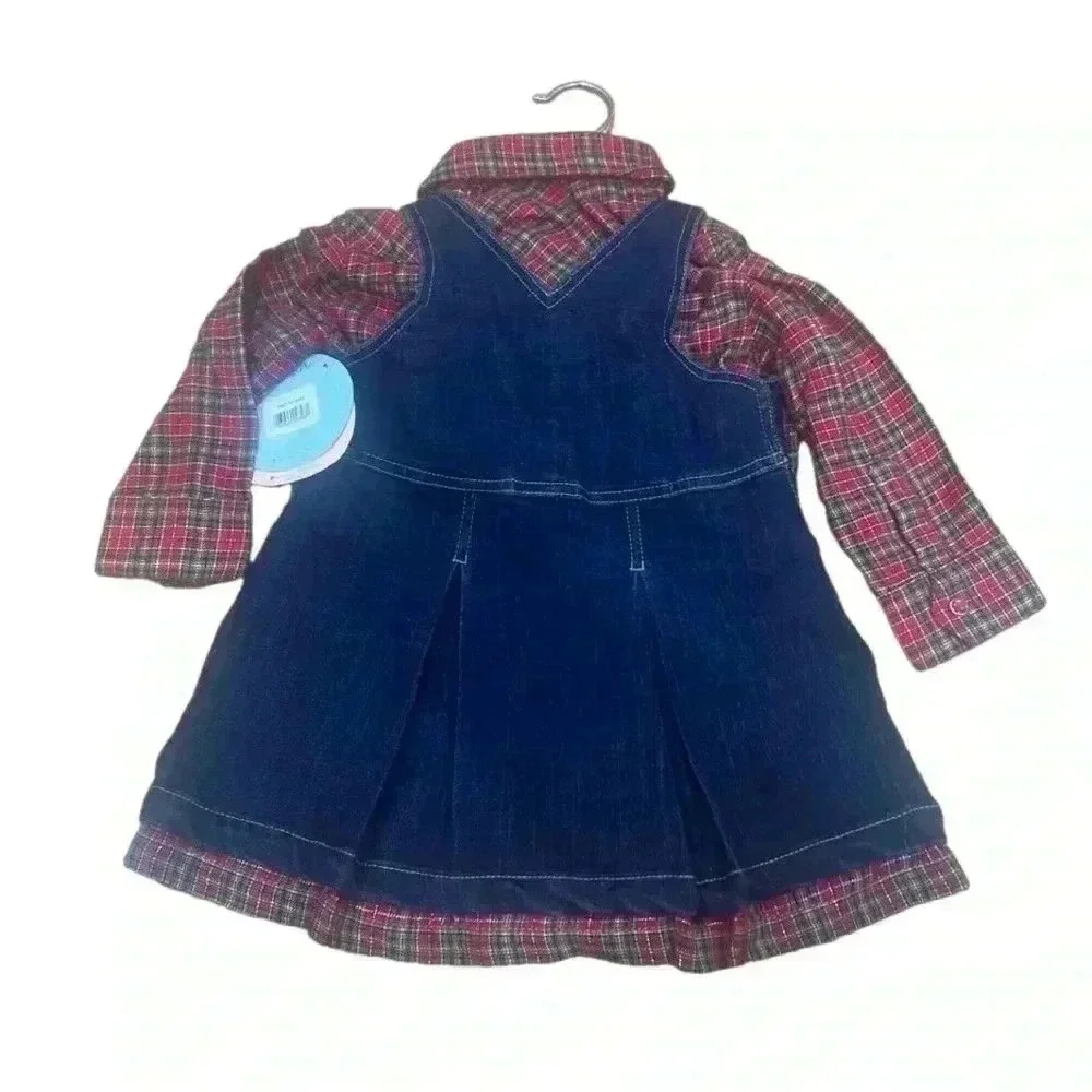 Wrangler Baby Dress Plaid Jean Pearl Snaps NWT 18 Month